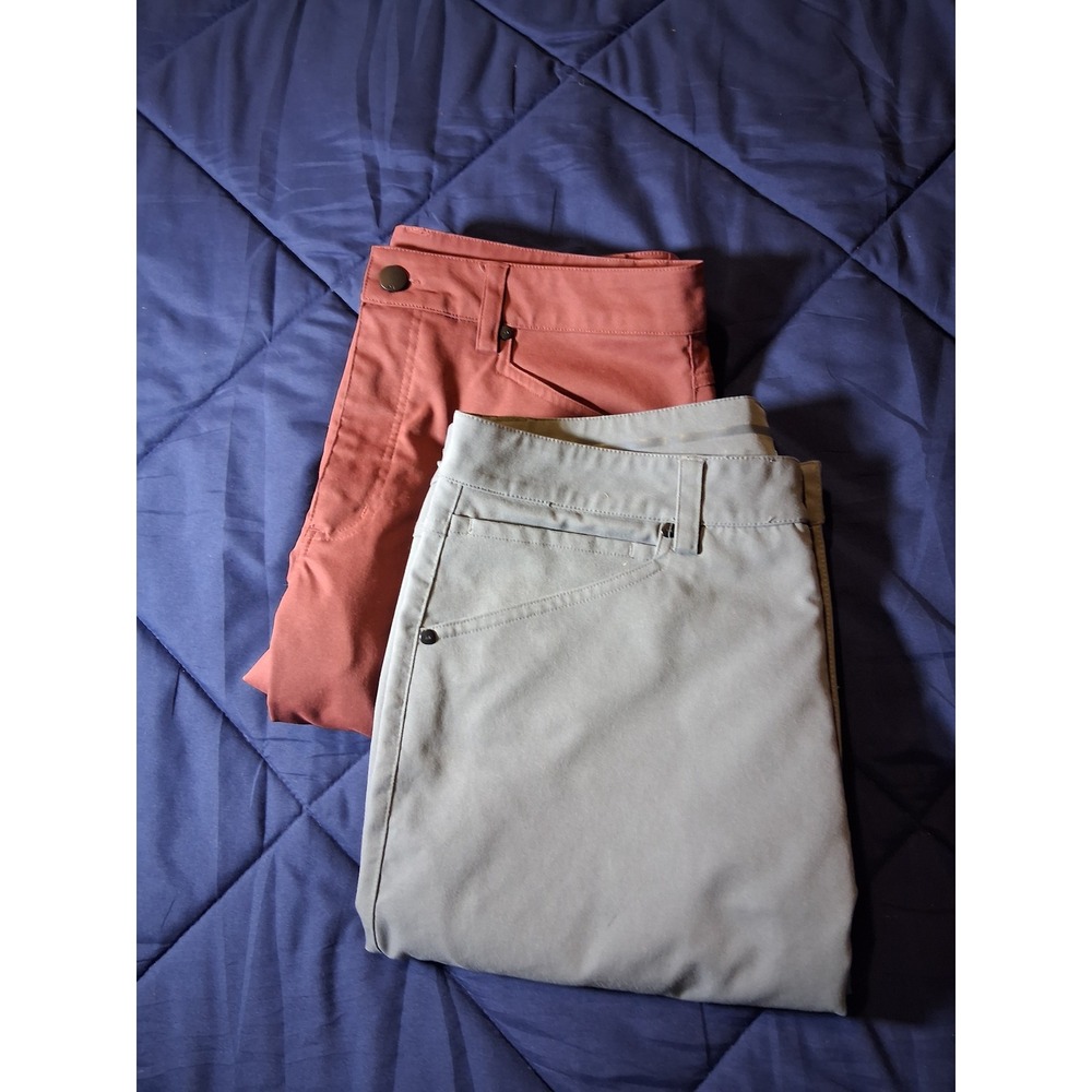 Myles Apparel Tour Pants Men Large Gray Rust Orange Performance Chino Bundle 2pk